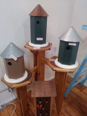 Adorable handmade bird houses for a variety of bird types