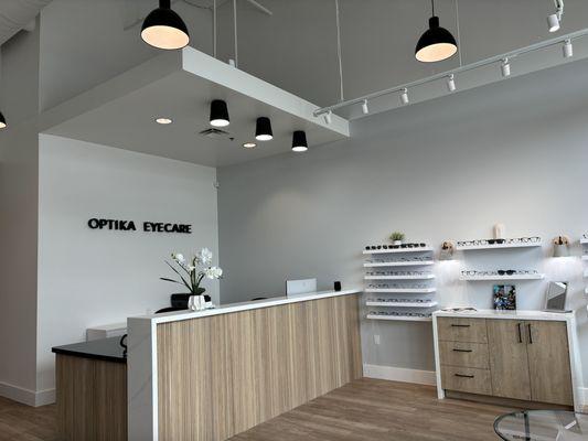 Welcome to Optika Eyecare: Where modern design meets a warm, inviting atmosphere. Step in and see the difference!