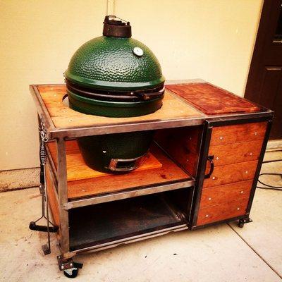 Green egg cooker island