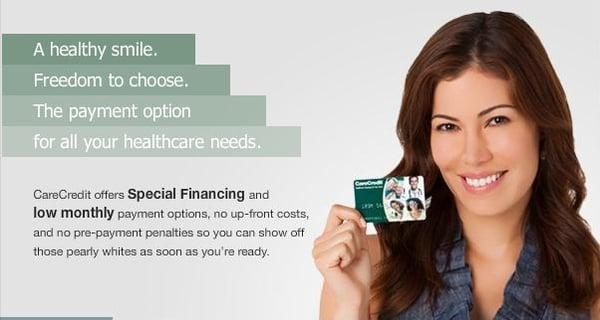 Did you know we have payment options for your dental care? Ask us about CareCredit!