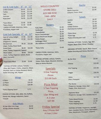 Deli menu