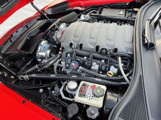 Engine bay on a C7.