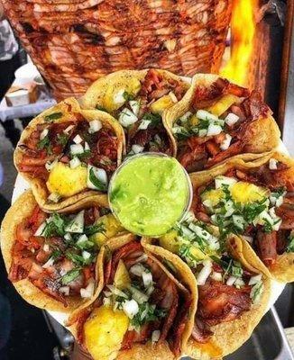 Pastor tacos with pineapple