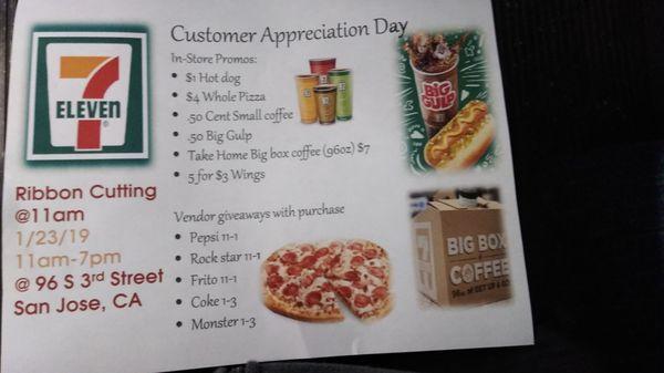 Customer appreciation day check out the details in photo!