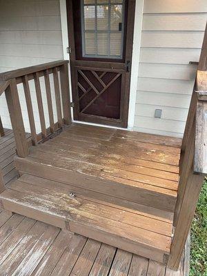 Before we pressure washed off this clients deck