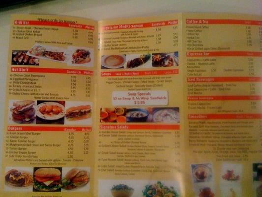 Their menu ... blurry, but I hope it helps!