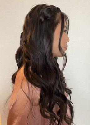 Braids on both sides for this bridesmaid