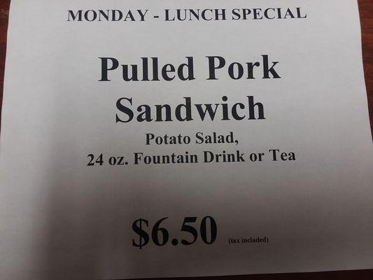 Mon - Fri daily lunch specials