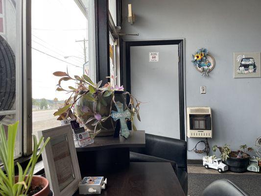 More plants and decorations in waiting area