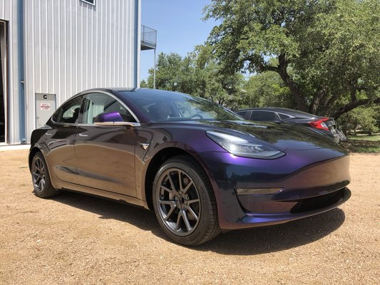 Wrapped Tesla in a Chameleon color change wrap.