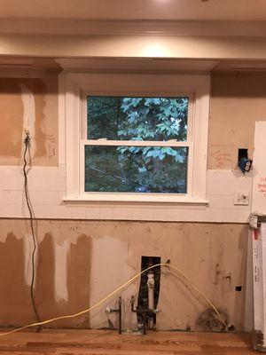 We installed a larger new window for a remodeled kitchen