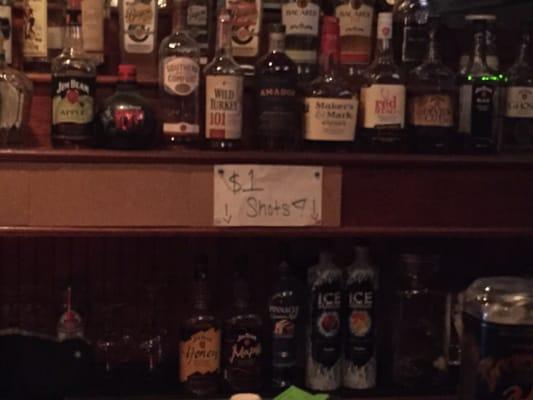 $1 shot shelf...great opportunities waiting to happen!