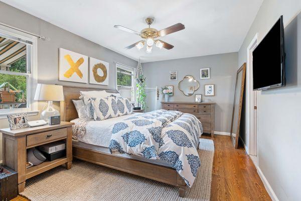 Sweet dreams await in this serene bedroom. Captured with precision to showcase its tranquility and charm.