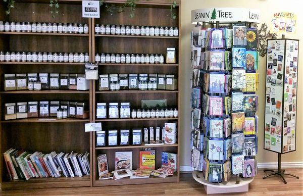 Herb & Spice selection and Leanin' Tree Cards & Magnets.