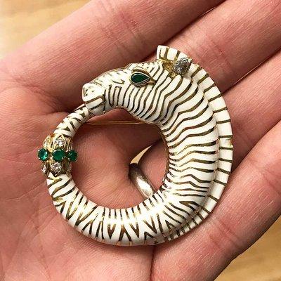 A David Webb Zebra Enamel Brooch. Let Seth help you sell your David Webb jewelry.