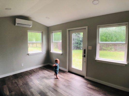 The finished interior - easily the nicest room on the property.