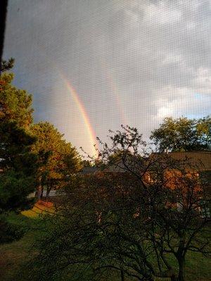 A rainbow suddenly appeared over Calumet townhouses