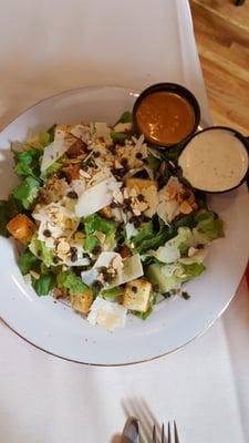 Creole Mustard Caesar salad with two delightful dressings on the side