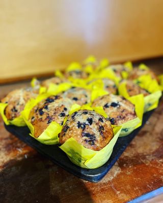 Baked fresh daily. Blueberry Muffins