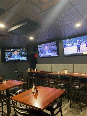 TVs on every wall with sports--it's a nice sports bar.