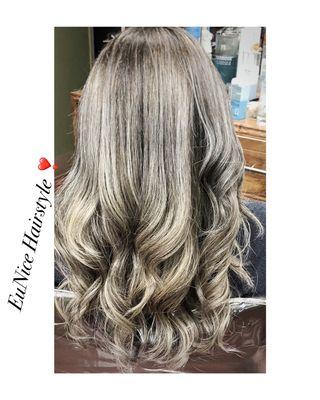 Ash Blonde & brown base - Foilayage -