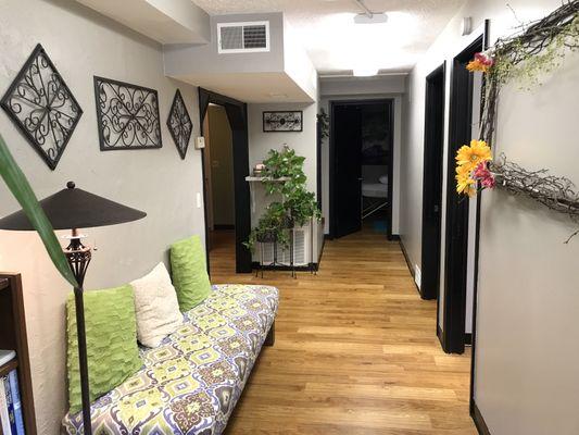 Entrance hallway to treatment rooms.