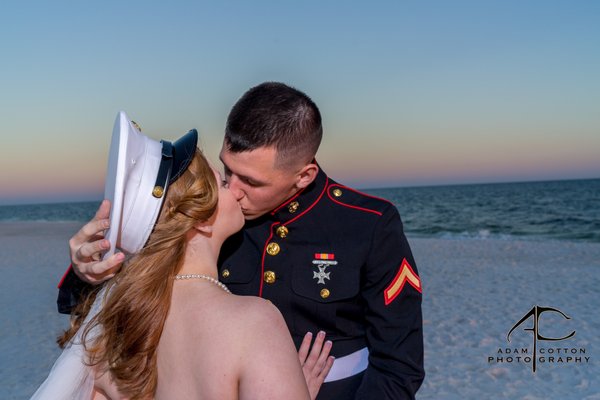 Pensacola Beach Wedding Kiss