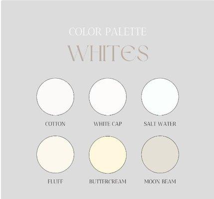 Choose from six gorgeous shades of white