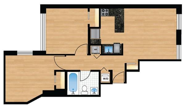 THE PRESTON Typical 2BR/1BA Floor Plan www.keenermanagement.com/the-preston/