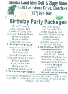 Our Party Packages