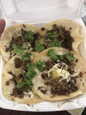 Tacos steak,chicken,beef $2.50 each