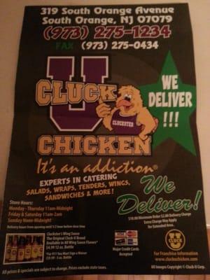 The front of their menu. They state they deliver 7 times in it. Just in case you missed it the first couple times.