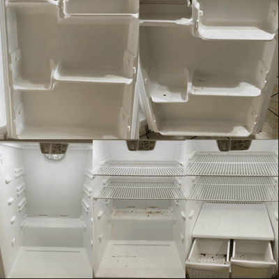 Fridge Cleaning. Before and After.