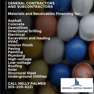 Construction materials Financing, call Nelly Palmer 305-209-6221