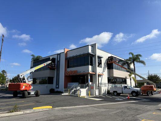 Storefront window repairs at existing office building in Torrance.