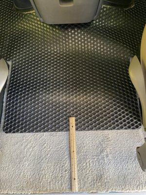 How this mat fits in the cab of my van.