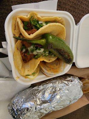 California burrito and al pastor tacos