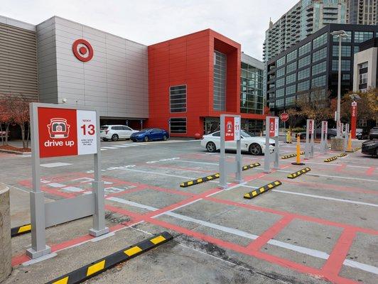 New Target Atlantic Station drive-up parking spots. These are new as of Fall 2022. Outside.