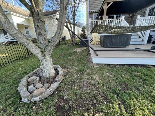 The difference a block border and mulch can make to you newly added deck or hardscape is unmatched.