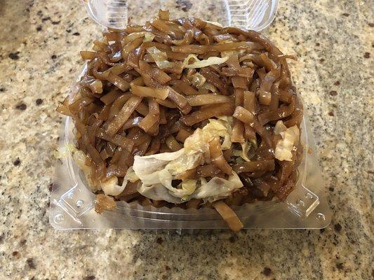 Fried rice noodles. 1 lb. Cabbage and chopped green onions. DoorDash it.