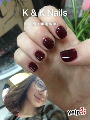 Burgundy nails! Beautiful job