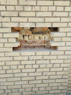 Damaged bricks removed