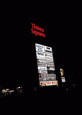 Times Square Shopping Center in Anaheim on the NW corner of Ball Road and Gilbert Street.