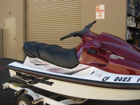 Re-upholstered jet ski seat