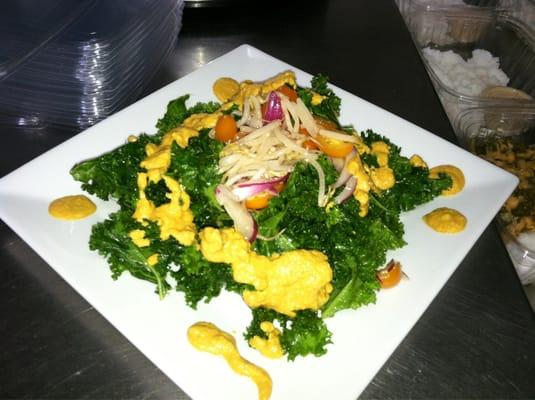 Live raw kale salad