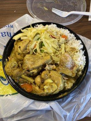 Curry Chicken, Cabbage & White Rice