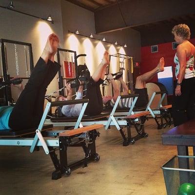 Pilates Reformer group in action!