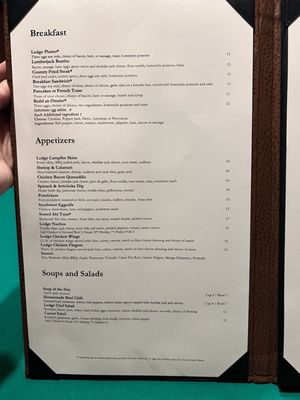 Menu - Breakfast, Appetizers, Soups and Salads