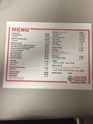 Restaurant menu