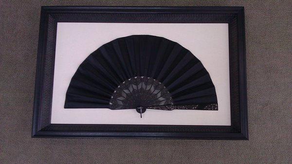 Vintage Fan 1880's shadow box framing with museum glass